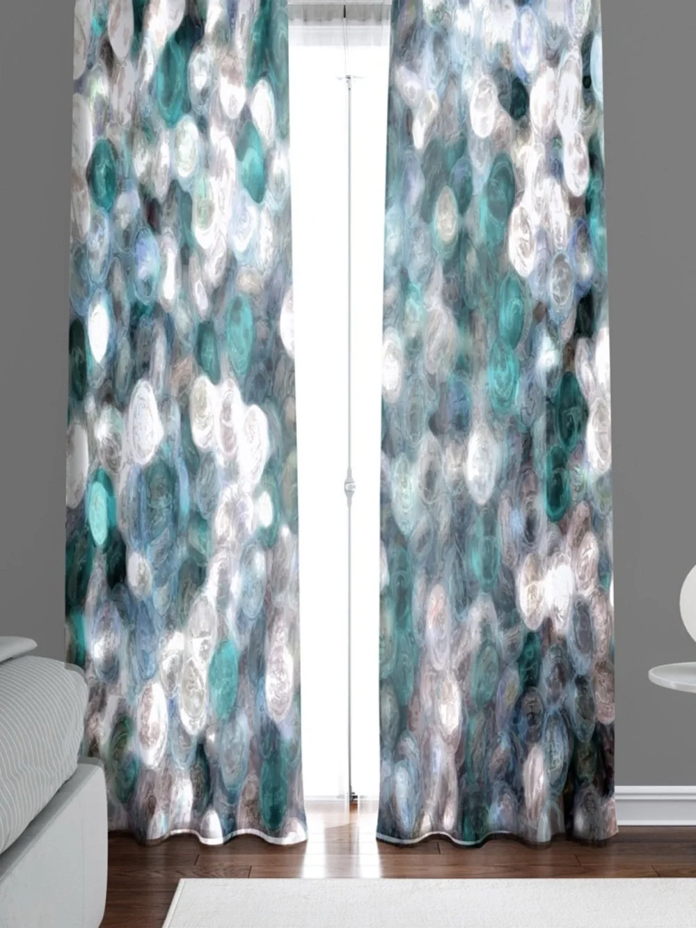 Wayfair Blue Green Watercolor Abstract Curtain Panels 82 Inch Rod Pocket Curtain